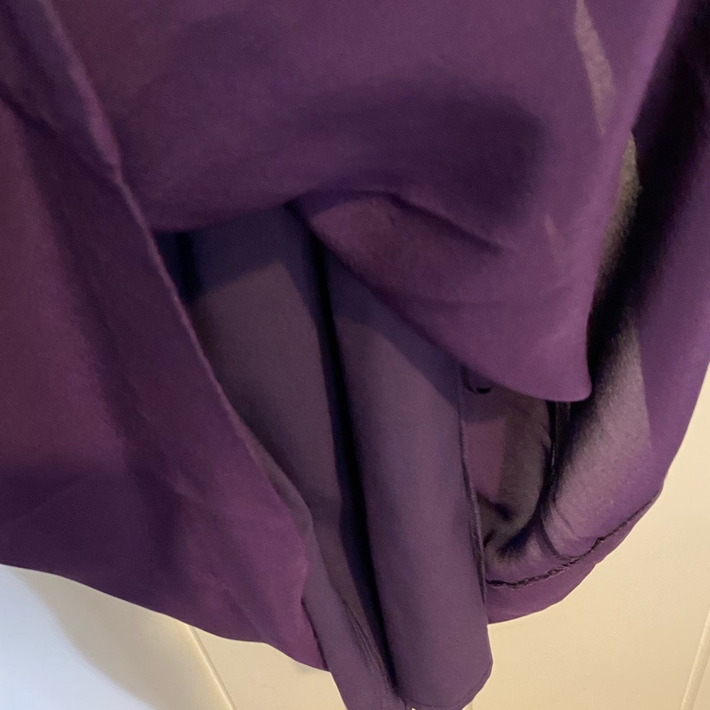 Madewell 100% Silk Deep Purple Cold Shoulder Dress w/ Tie Detail. Size 6 NWT - Picture 5 of 8